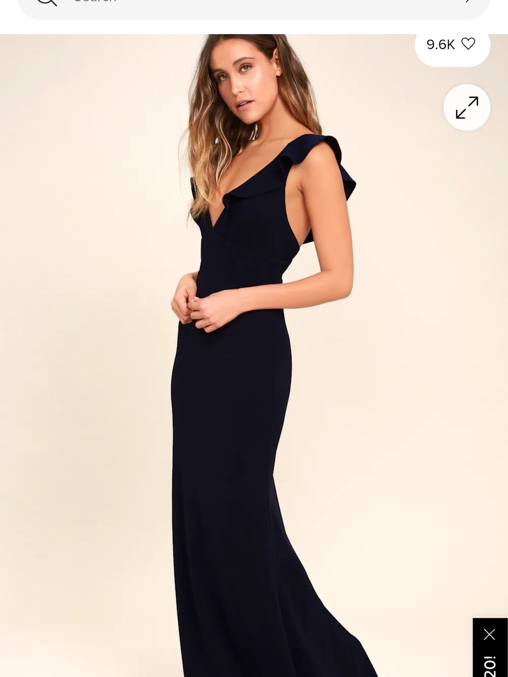 Lulu's Perfect Opportunity Navy Ruffle-Shoulder Maxi Dress